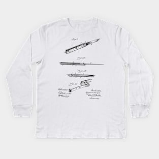 Folding Knife Vintage Patent Hand Drawing Kids Long Sleeve T-Shirt